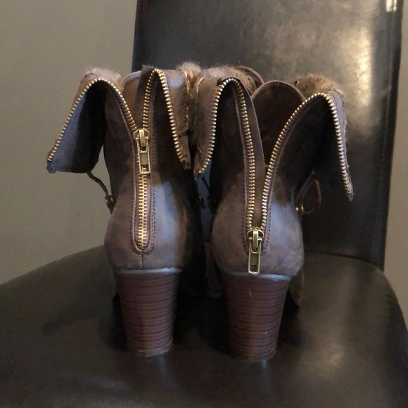 Brown Just Fab military ankle booties size 9 - Picture 3 of 8